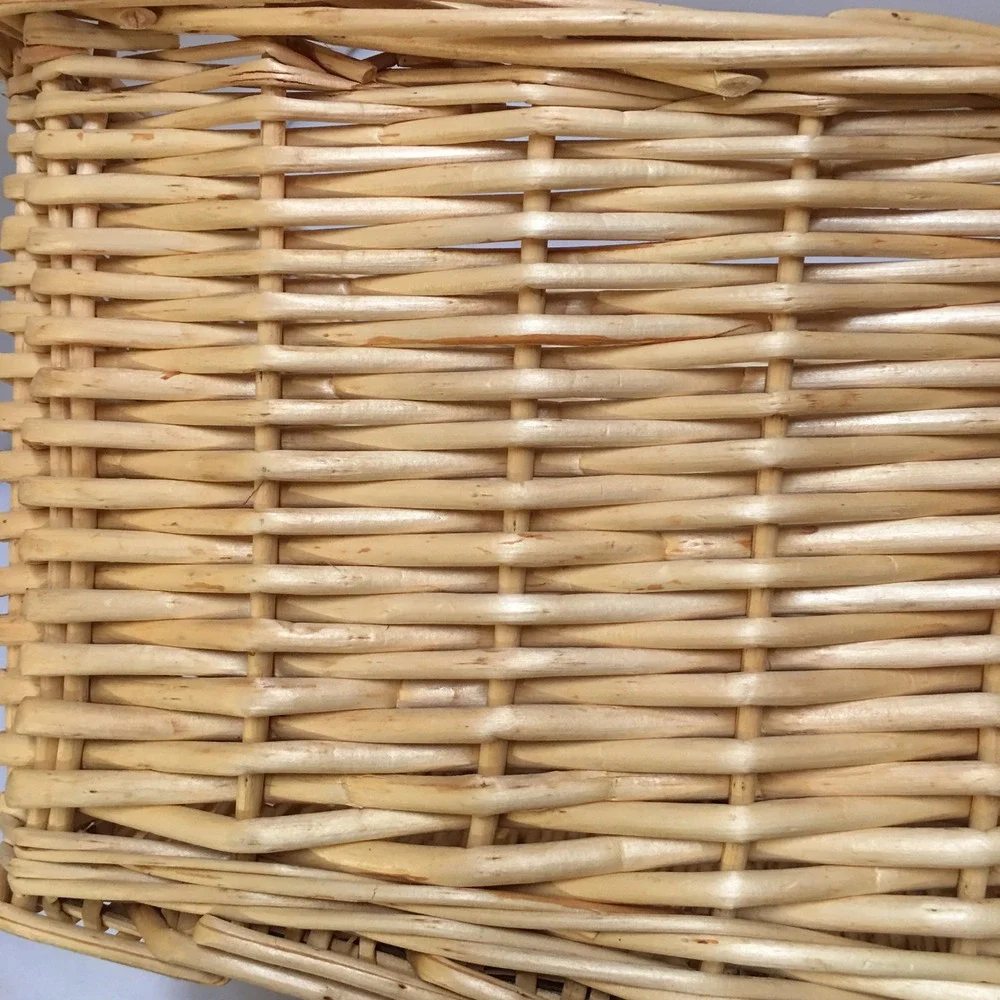 Wicker Storage Basket Unisex Small Tan Woven Rectangular Organizer Cottagecore